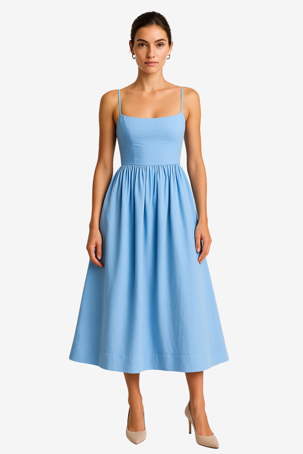 Women’s Midi Dress A-Line Fit with Spaghetti Straps