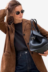 Women’s Brown Suede Blazer - Lapel Collar Smart Casual Jacket