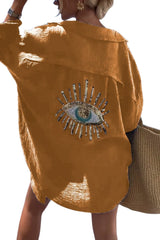 Women's Sleeveless V-Neck Cami Top with Beaded Eye Detail