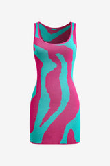 Women's Sleeveless Knit Mini Dress Fitted Multicolour Pattern