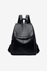 Women's PU Leather Vintage Backpack Flap Closure Adjustable Straps
