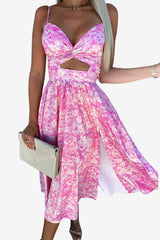 Women’s Backless Twist Midi Dress with Spaghetti Straps