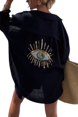 Women's Sleeveless V-Neck Cami Top with Beaded Eye Detail