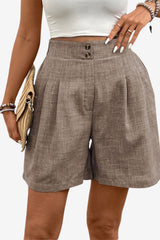 Women's High-Waisted Wide - Leg Pleated Shorts