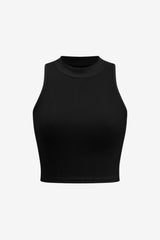 Women’s Ribbed Sleeveless Crop Top High Neck Knit Vest