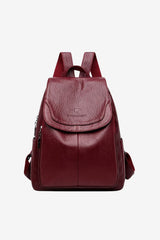 Women's PU Leather Vintage Backpack Flap Closure Adjustable Straps