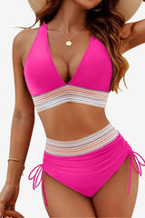 Women's High Waist Bikini Adjustable Straps Moulded Cups