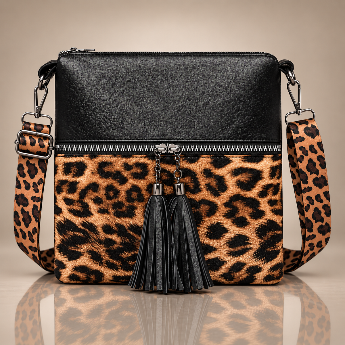 LILIAN - LEOPARD TASSEL BAG