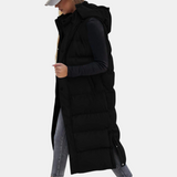 Quilted hooded maxi puffer vest