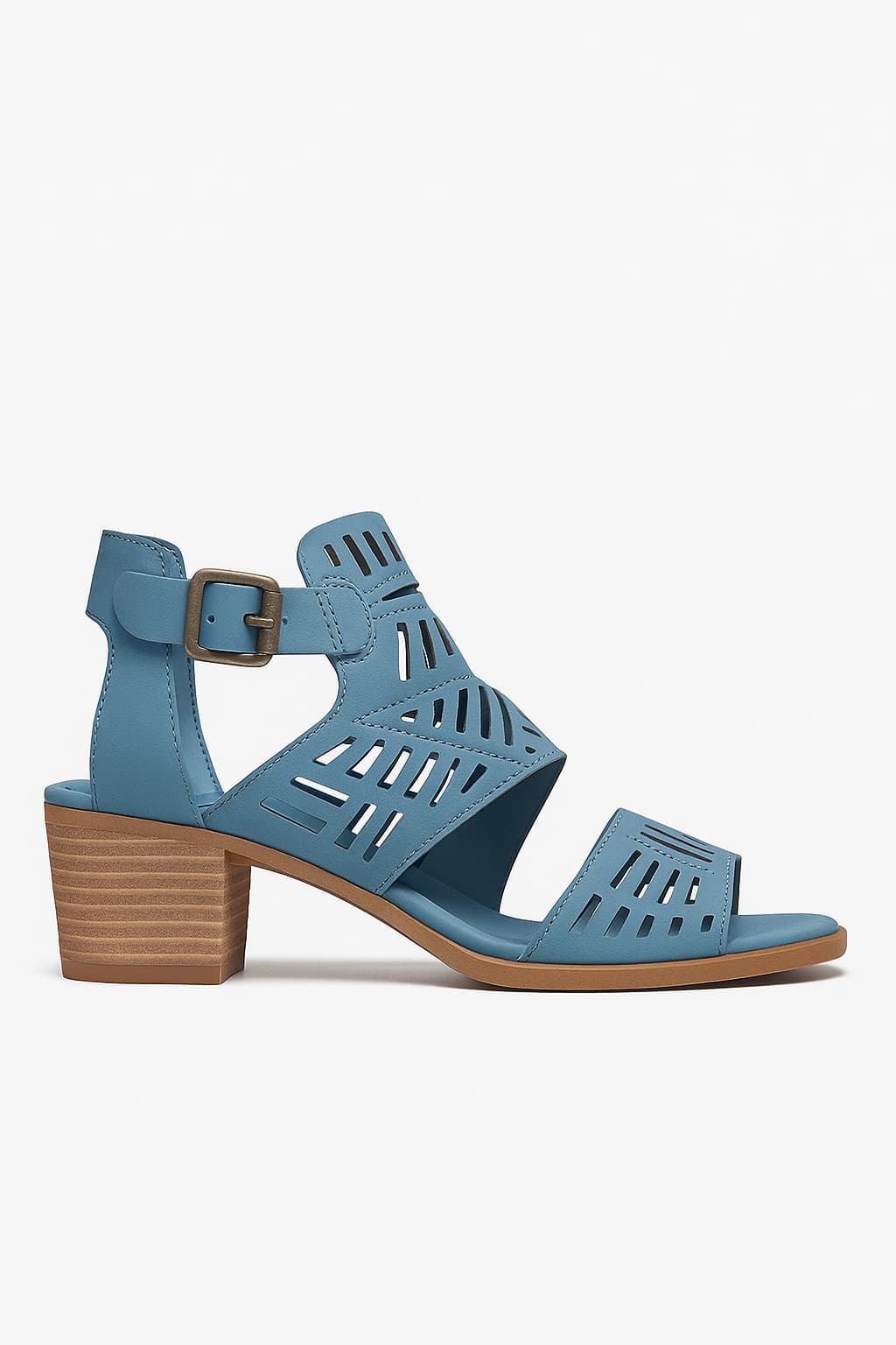 Women’s Open Toe Block Heel Sandals with Cutouts