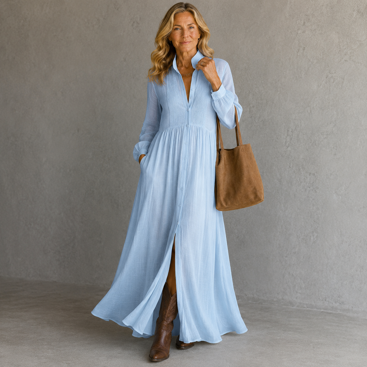 Aurora | Flowing Shirt Maxi Dress