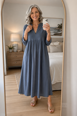 Sable - Casual V-Neck Midi Dress