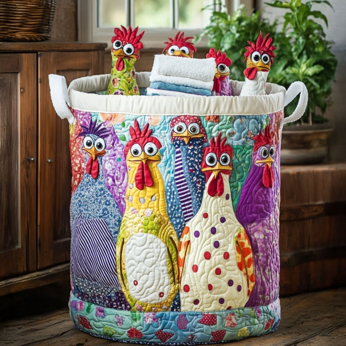 Clara hand-quilted laundry basket