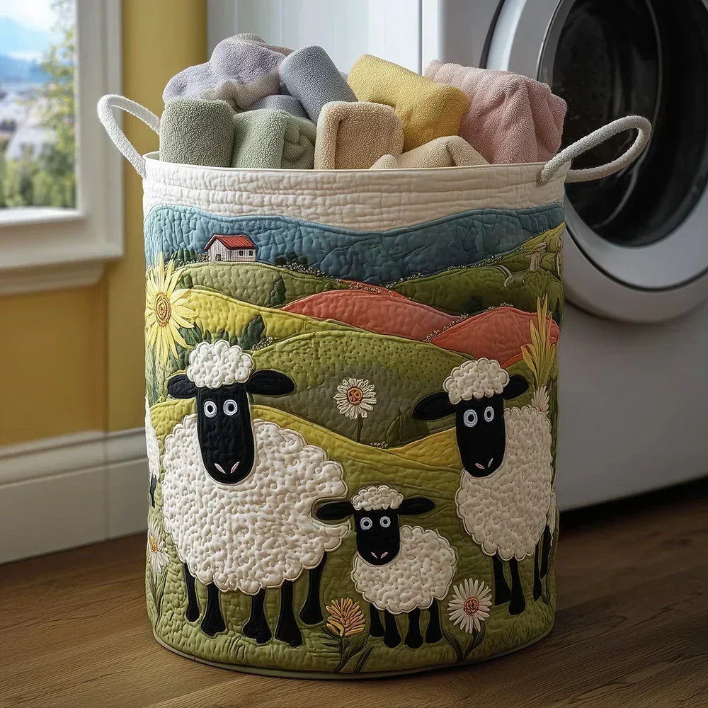 Nora hand-quilted laundry basket