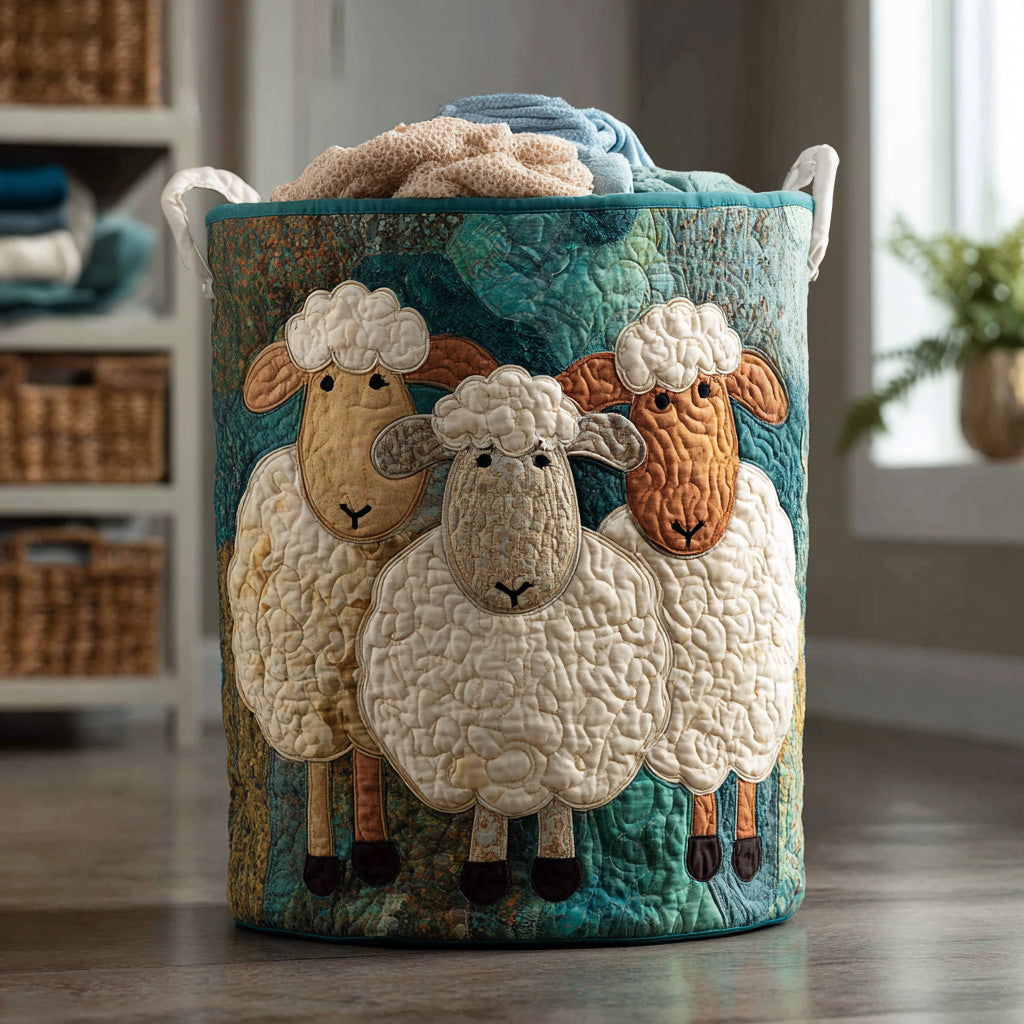 Bella hand-quilted laundry basket