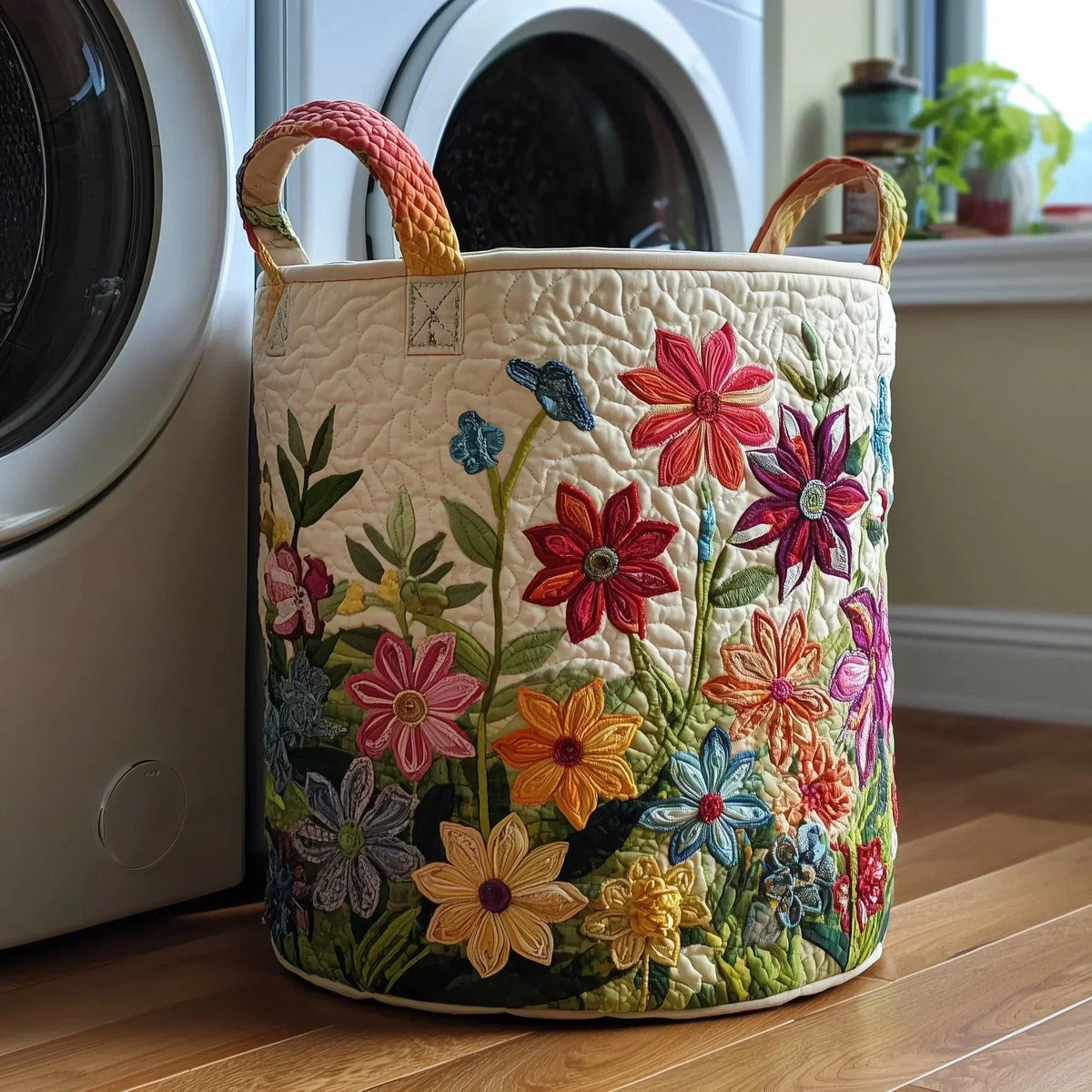 Mirella hand-quilted laundry basket