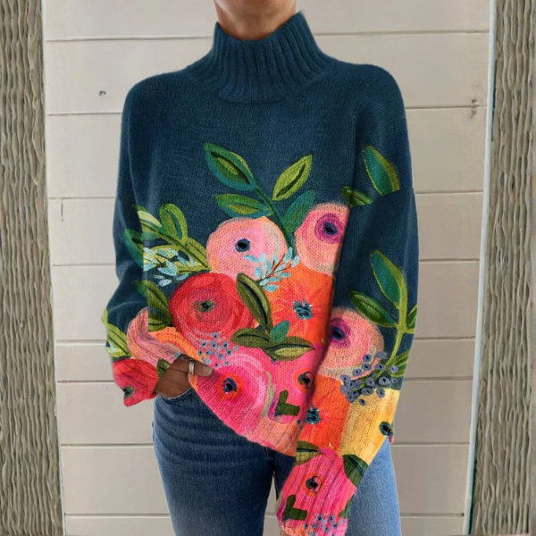 Molly | Soft Floral Turtleneck Sweater