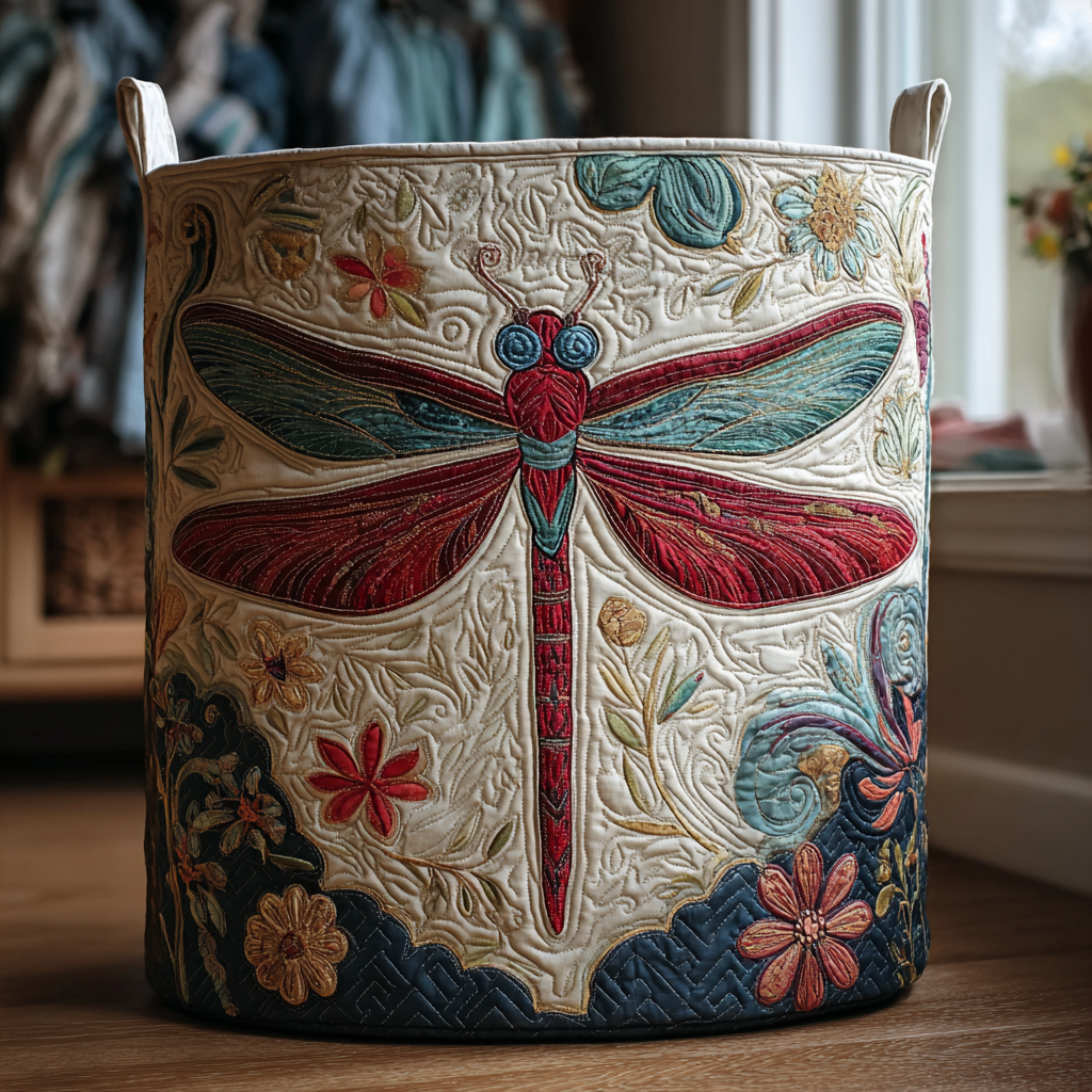 Celeste hand-quilted laundry basket