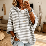 Striped Poncho Sweater | Hooded Knit Poncho