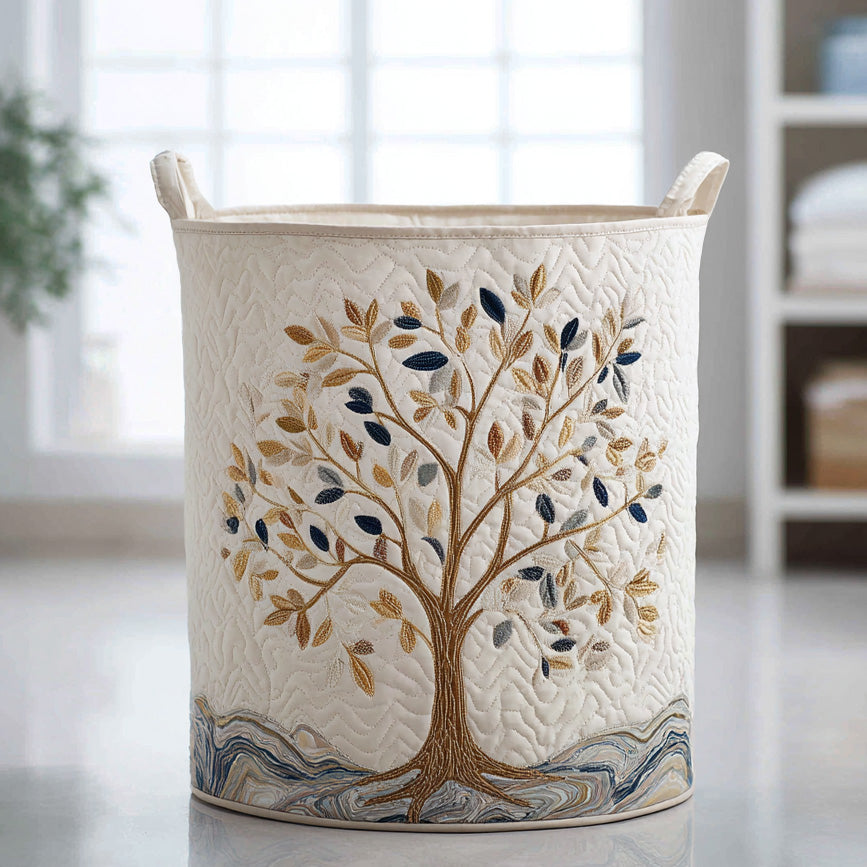 Aurora hand-quilted laundry basket
