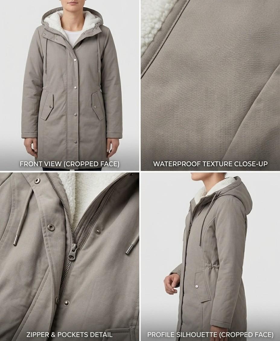 Marjorie cozy hooded weatherproof coat