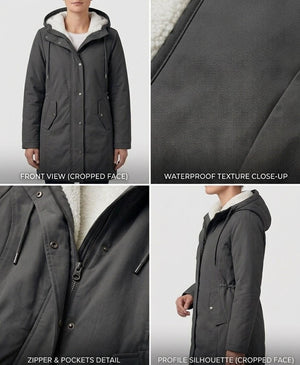 Marjorie cozy hooded weatherproof coat