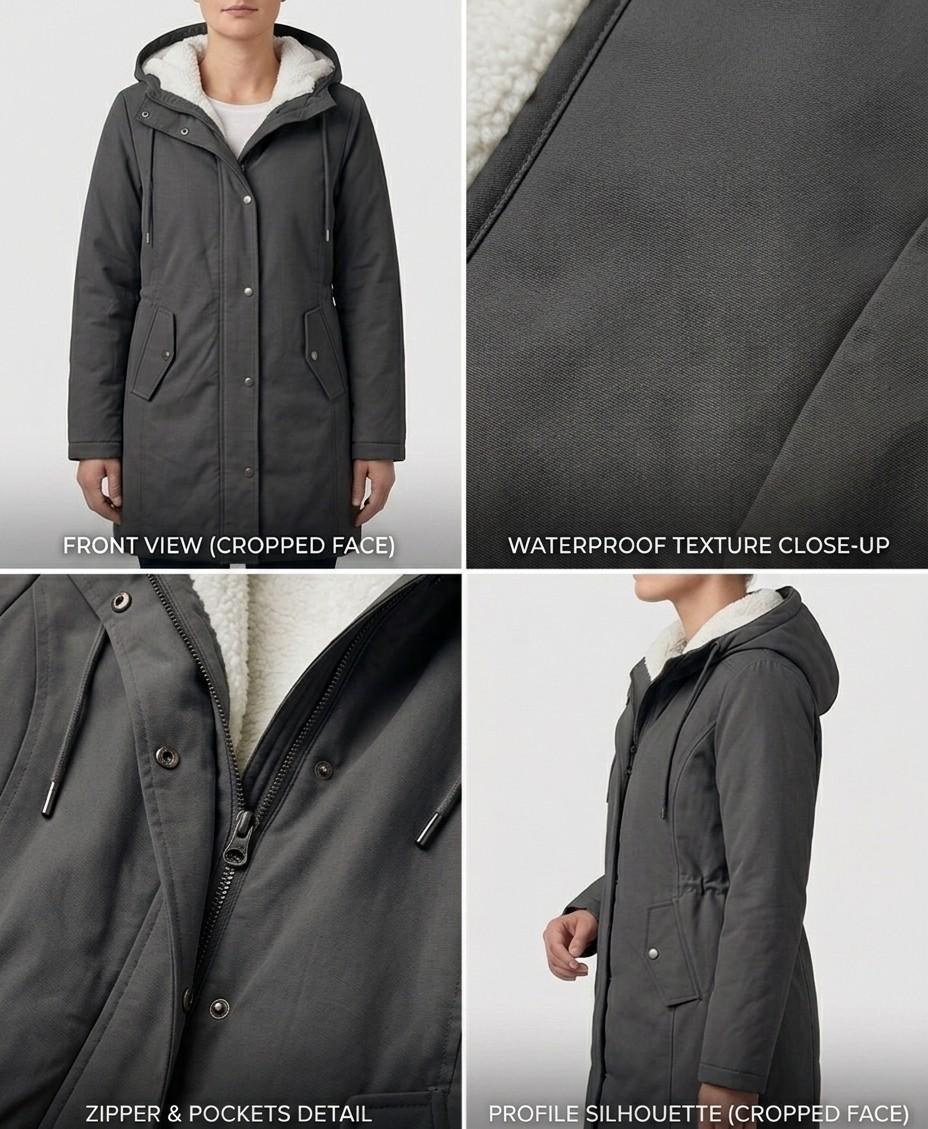 Marjorie cozy hooded weatherproof coat