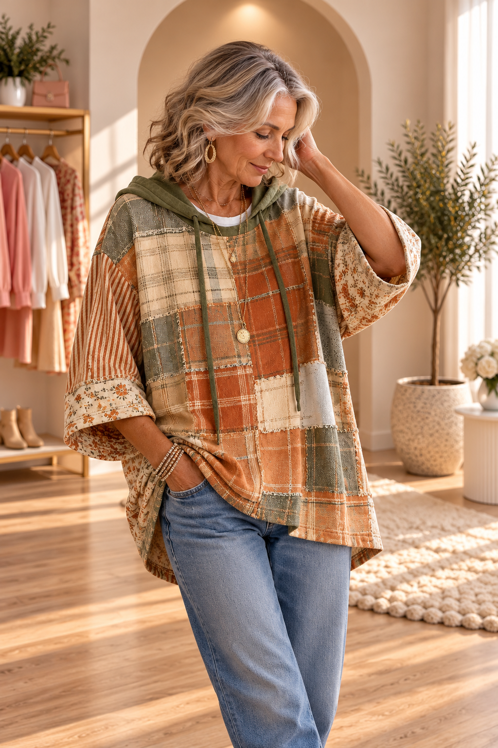 Ana | Autumn Patchwork Oversized Hoodie