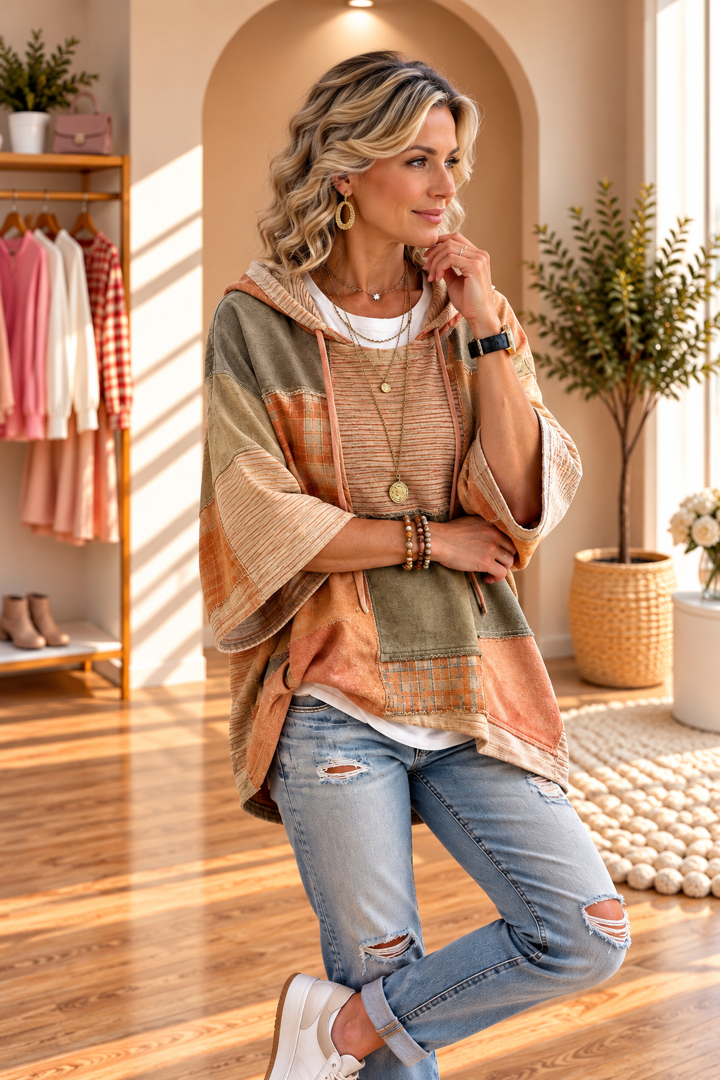 Cristina | Autumn Patchwork Oversized Hoodie