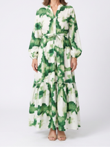 Sabine | Long Sleeve Tie Waist Tiered Maxi Dress