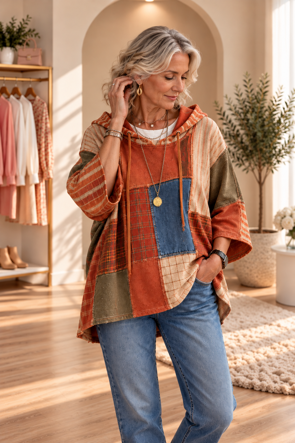Elena | Artistic Patchwork Oversized Hoodie