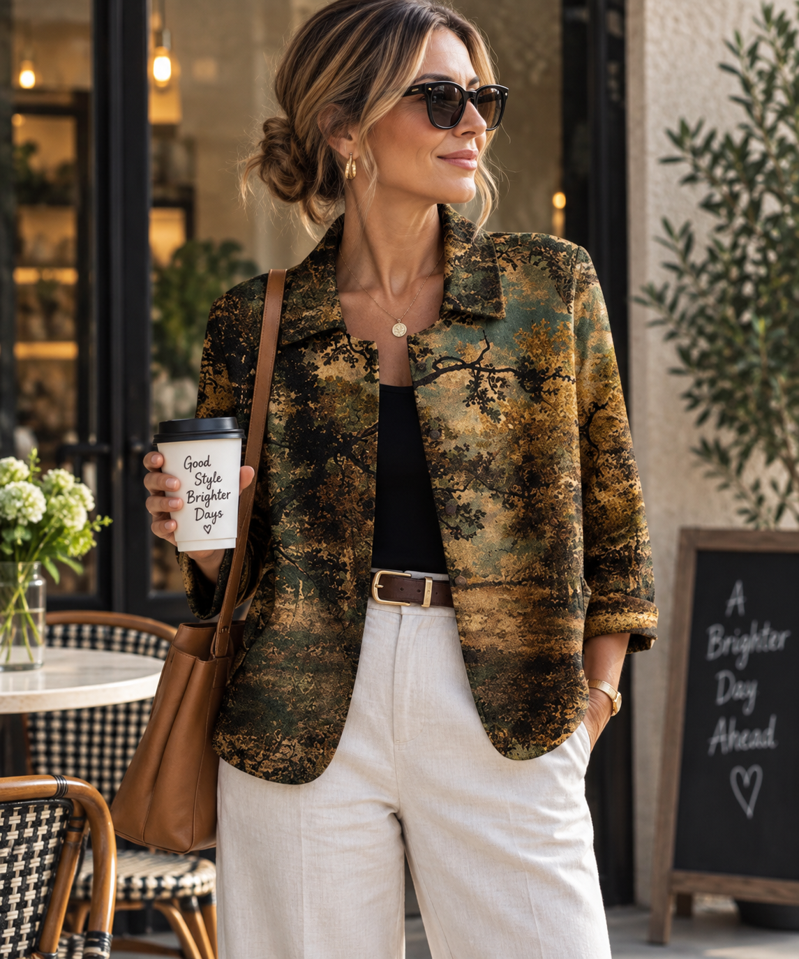Ginevra | Painterly Open-Front Blouse