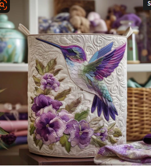 Eva hand-quilted laundry basket