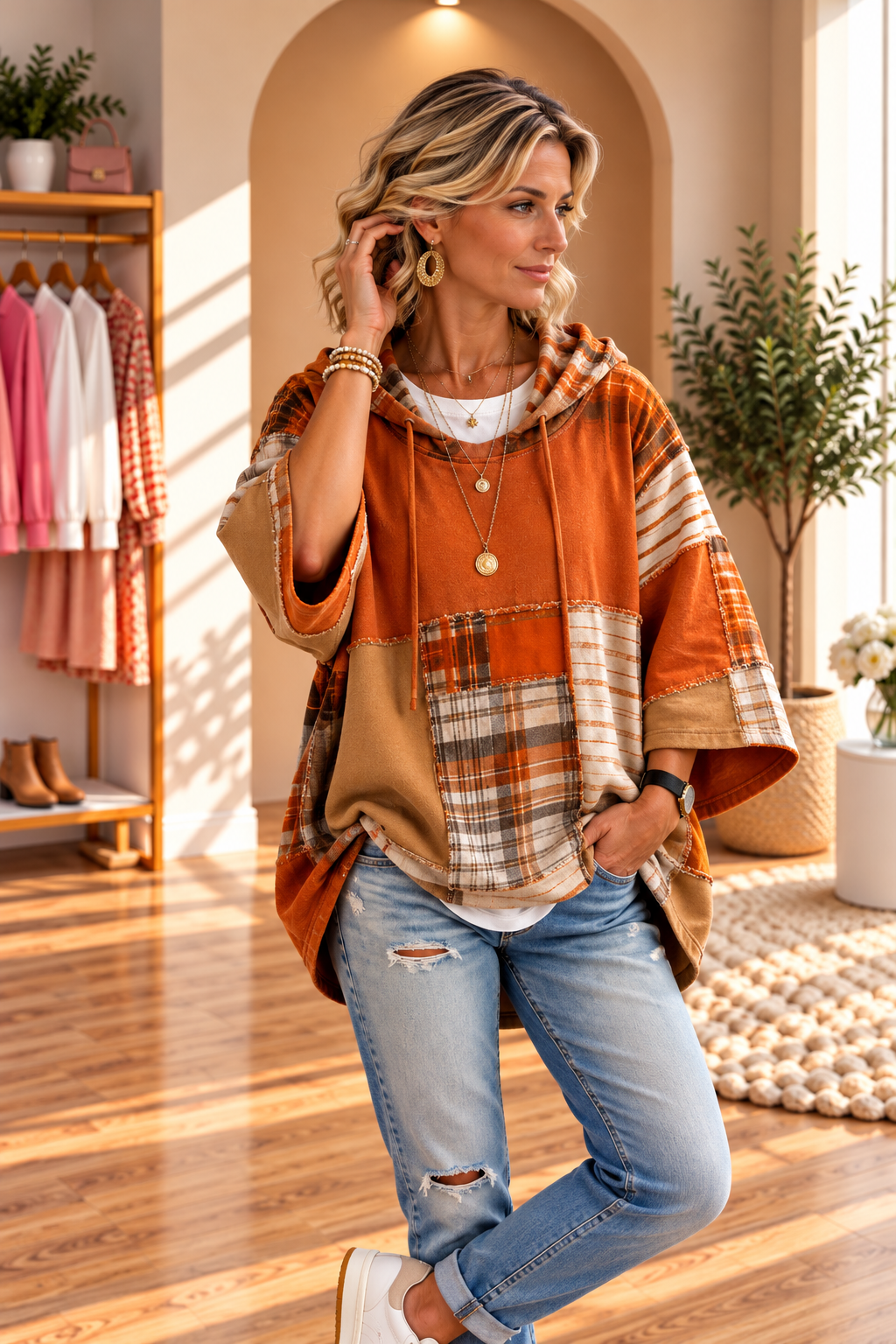 Lavinia | Autumn Patchwork Oversized Hoodie