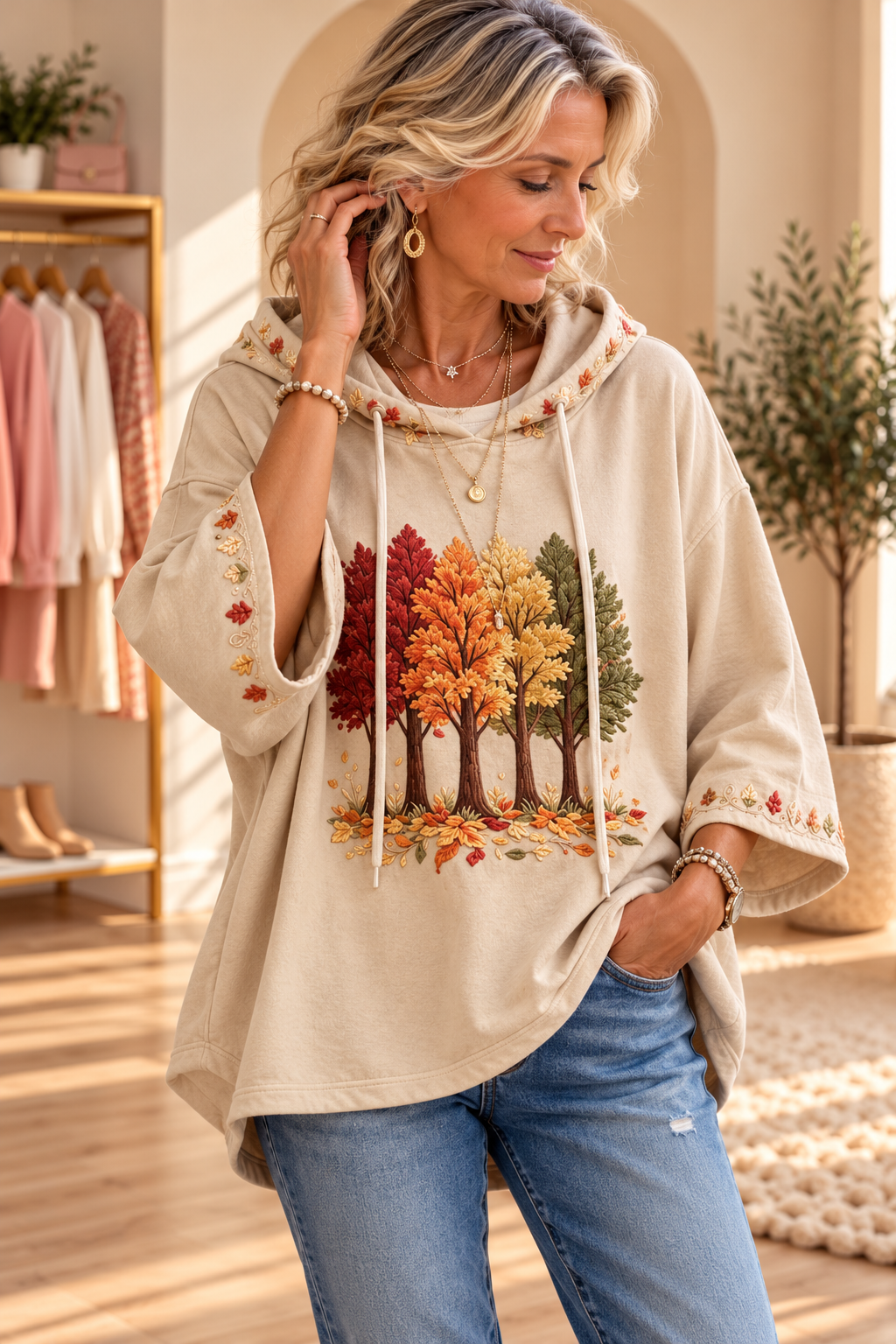 Maria | Autumn-Print Oversized Hoodie