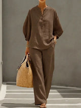 Camille | Relaxed Linen Button-Up Two-Piece Set