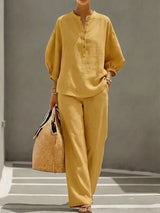 Camille | Relaxed Linen Button-Up Two-Piece Set
