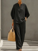 Camille | Relaxed Linen Button-Up Two-Piece Set