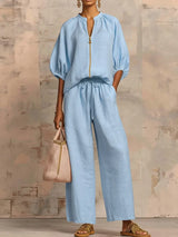 Amélie | Effortless Linen Zip Two-Piece Set