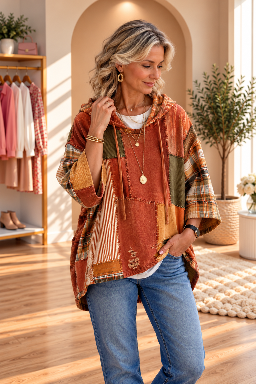 Raluca | Autumn Patchwork Oversized Hoodie