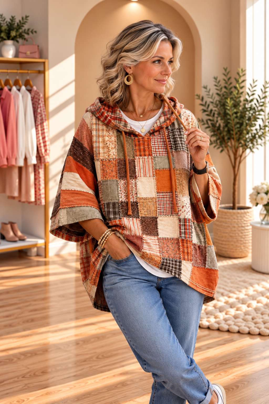 Roxana | Artistic Patchwork Oversized Hoodie