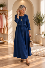 Zephyrelle - Vintage Denim Maxi Dress
